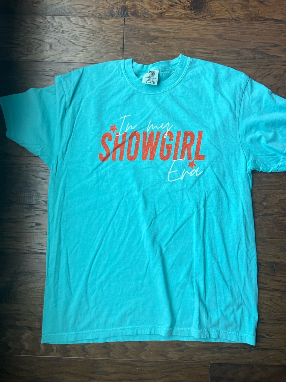 Comfort Colors Mint "Showgirl" Graphic Tee with Orange Print